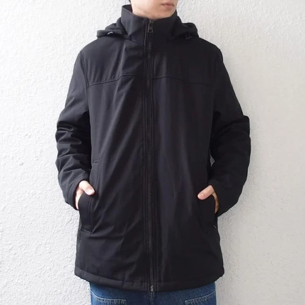 Mens Men’s Water and Wind Resistant Hooded Coat from Fall Into Winter